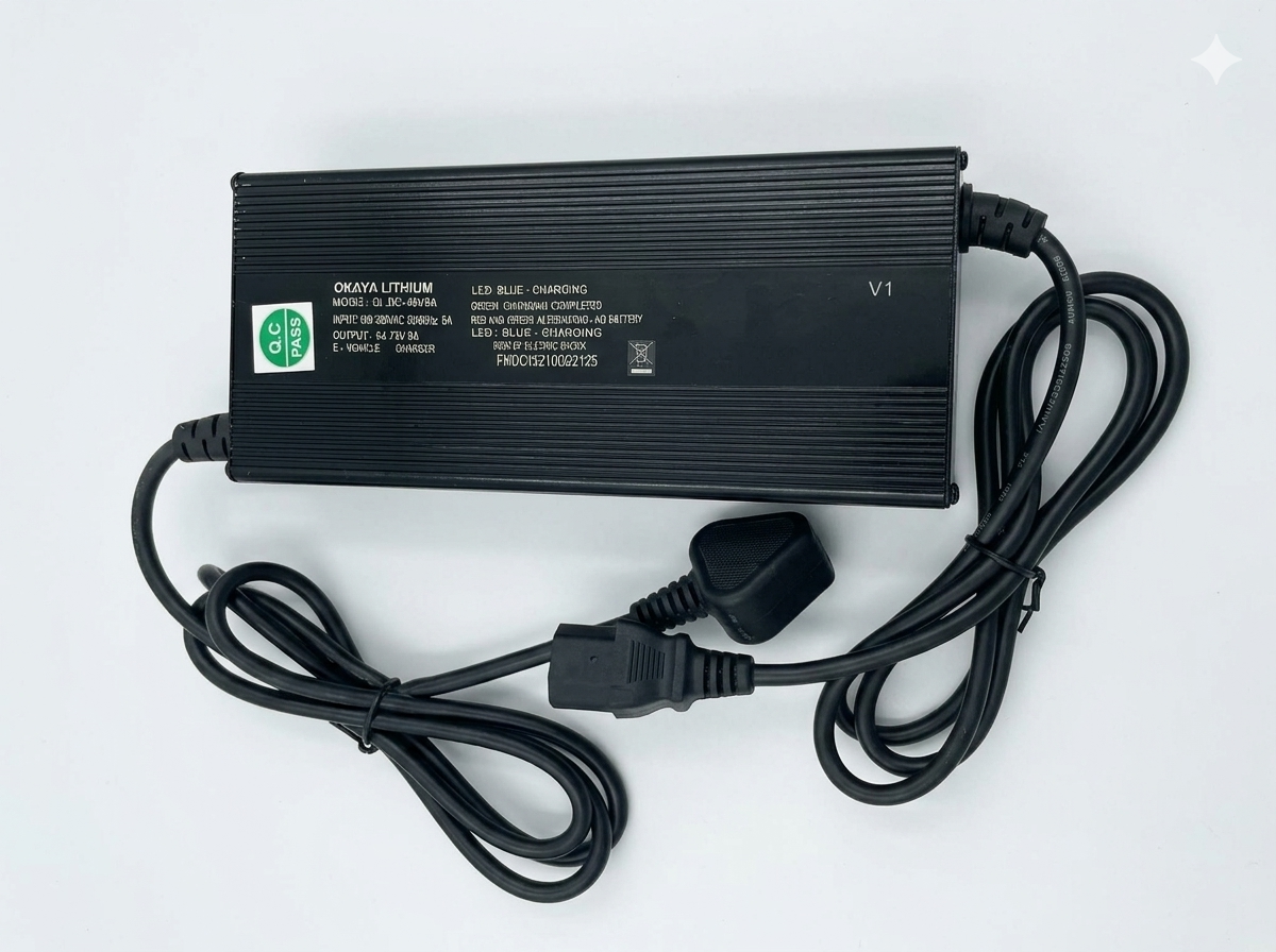 54.75V 8A Smart Battery Charger for Electric Scooter | IEC 3 Pin Female Connector